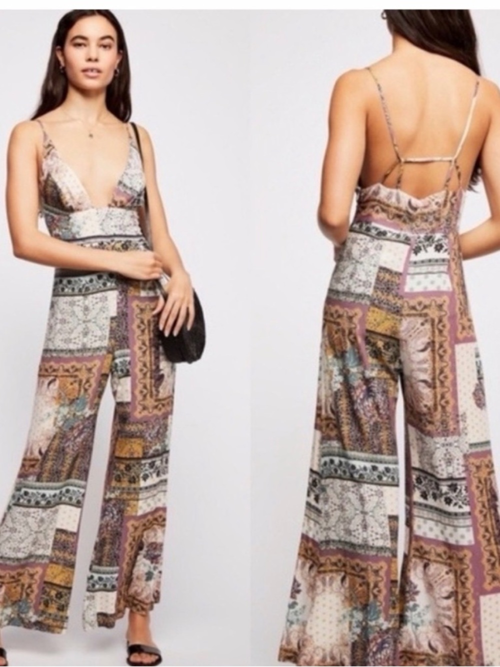 Free People Patchwork Print Wide-Leg Jumpsuit - Multi-Tone